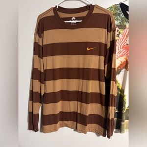 Rare Nike SB Orange Striped Long Sleeve Skate Shirt Mens Large Streetwear Retro